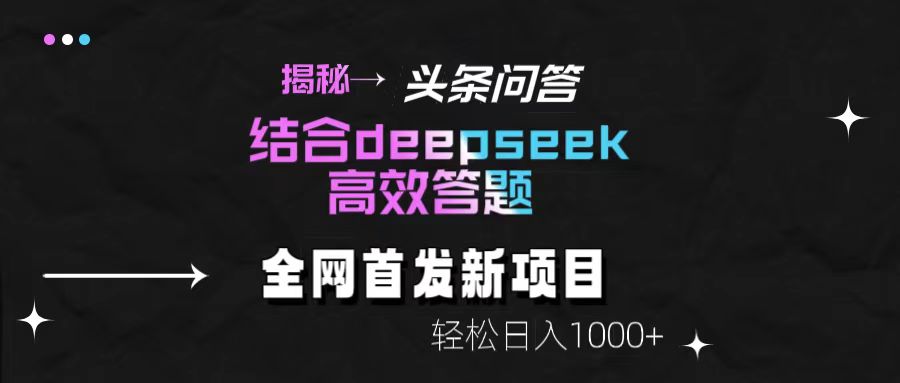 揭秘头条问答新玩法！结合deepseek高效答题，轻松日入1000+-云舒网创