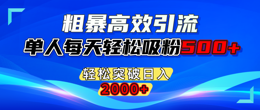 粗暴高效引流,单人每天轻松吸粉500+,轻松突破日入2000+-云舒网创