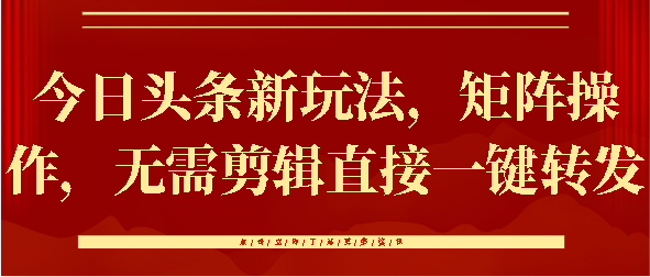 今日头条新玩法，矩阵操作，无需剪辑直接一键转发-云舒网创
