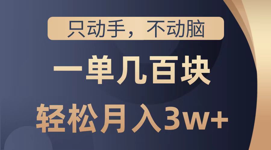 只动手不动脑，一单几百块，轻松月入2w+，看完就能直接操作，详细教程-云舒网创