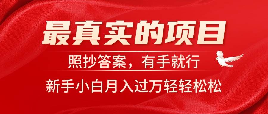 最真实的项目，照抄答案，有手就行，新手小白月入过万轻轻松松-云舒网创