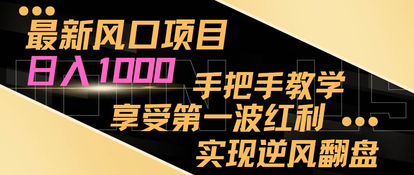 最新风口项目，日入过千，抓住当下风口，享受第一波红利，实现逆风翻盘-云舒网创
