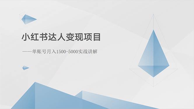 小红书达人变现项目：单账号月入1500-3000实战讲解-云舒网创