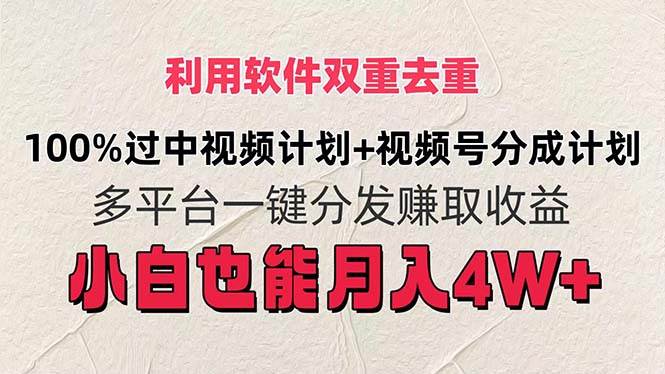 利用软件双重去重，100%过中视频+视频号分成计划小白也可以月入4W+-云舒网创