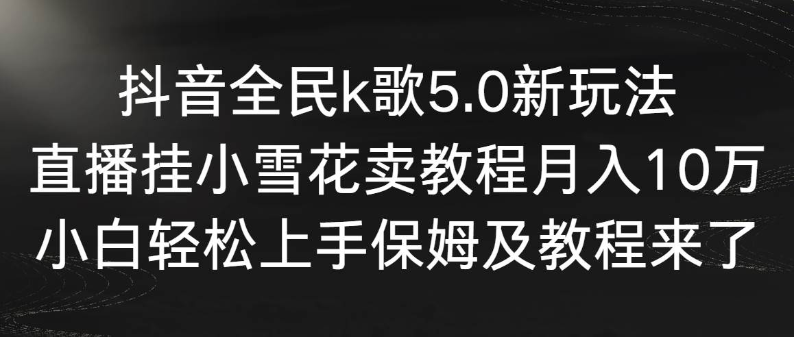 抖音全民k歌5.0新玩法，直播挂小雪花卖教程月入10万，小白轻松上手，保…-云舒网创