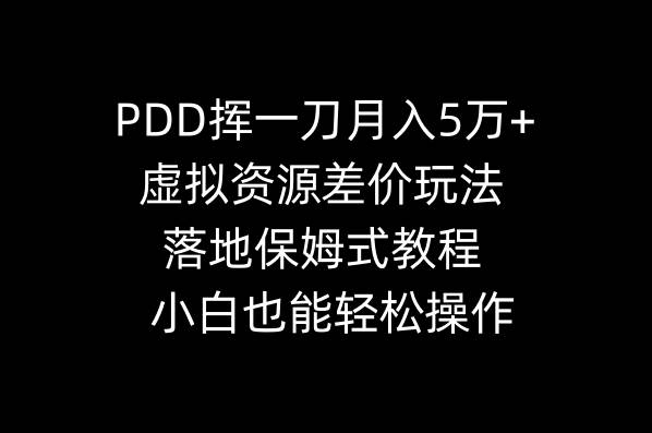 PDD挥一刀月入5万+，虚拟资源差价玩法，落地保姆式教程，小白也能轻松操作-云舒网创