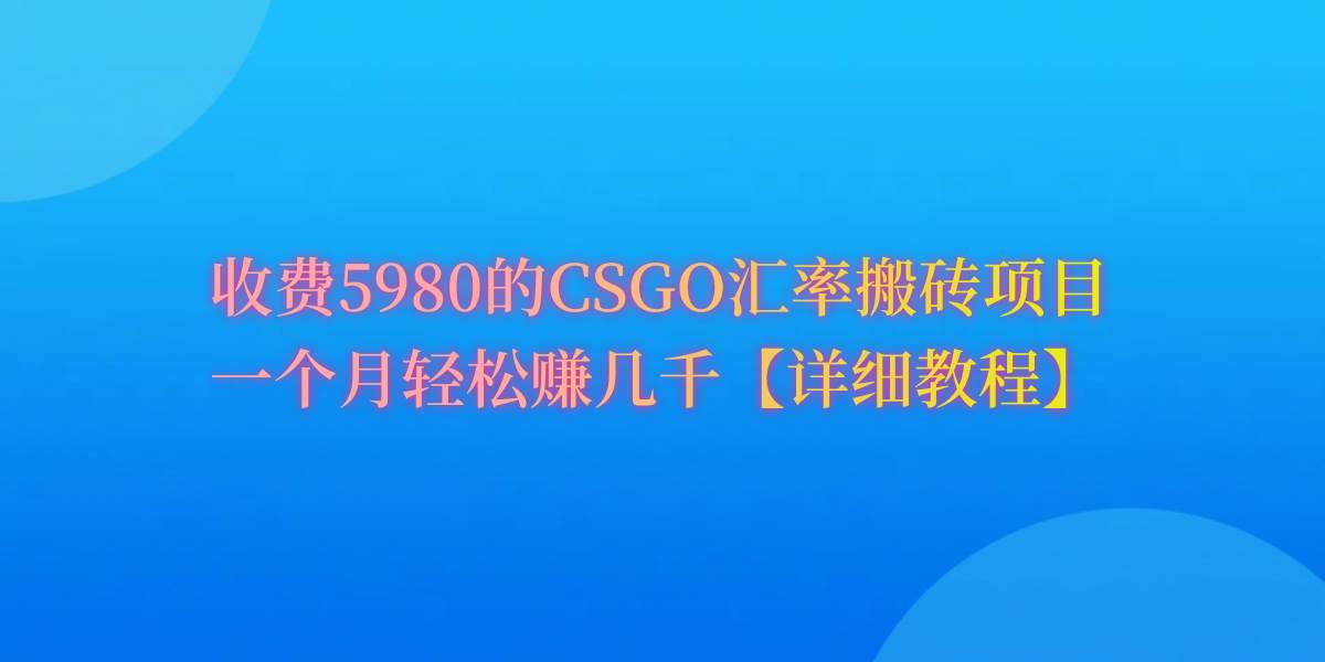 CSGO装备搬砖，月综合收益率高达60%，你也可以！-云舒网创