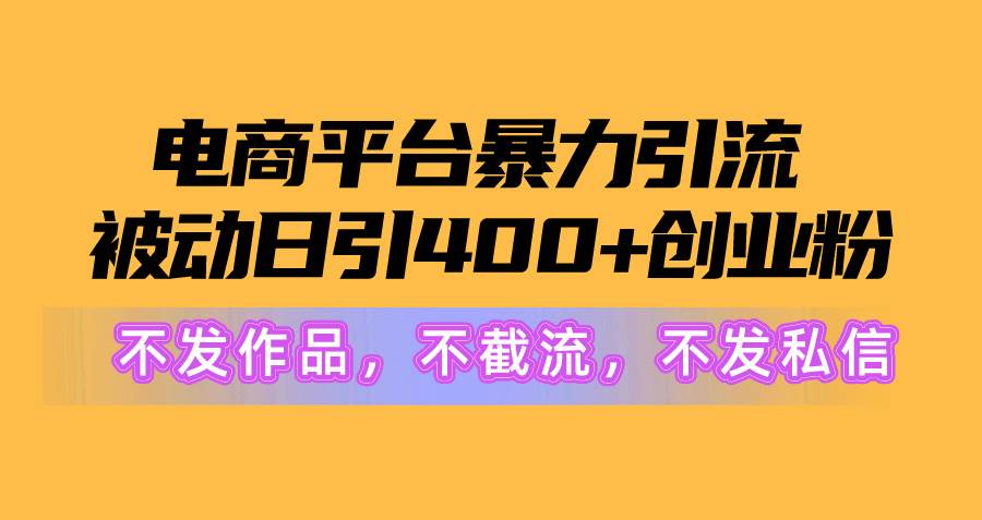 电商平台暴力引流,被动日引400+创业粉不发作品，不截流，不发私信-云舒网创