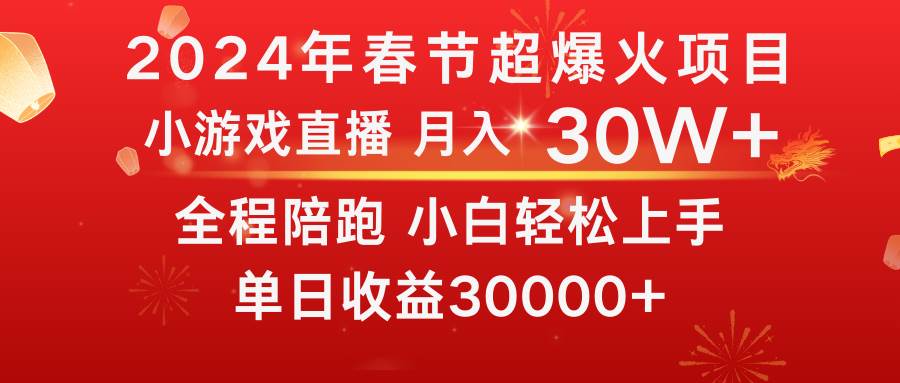 龙年2024过年期间，最爆火的项目 抓住机会 普通小白如何逆袭一个月收益30W+-云舒网创