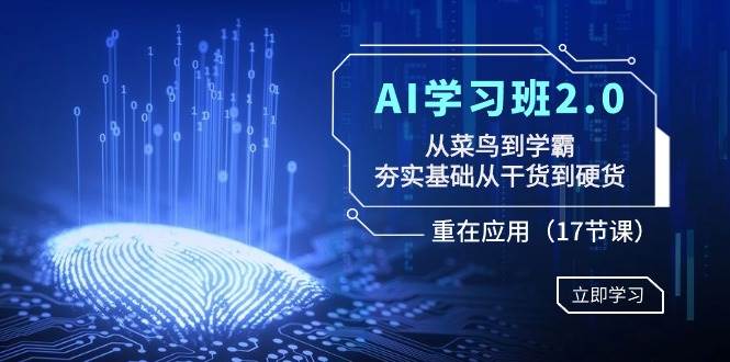 AI学习班2.0：从菜鸟到学霸，夯实基础从干货到硬货，重在应用（17节课）-云舒网创