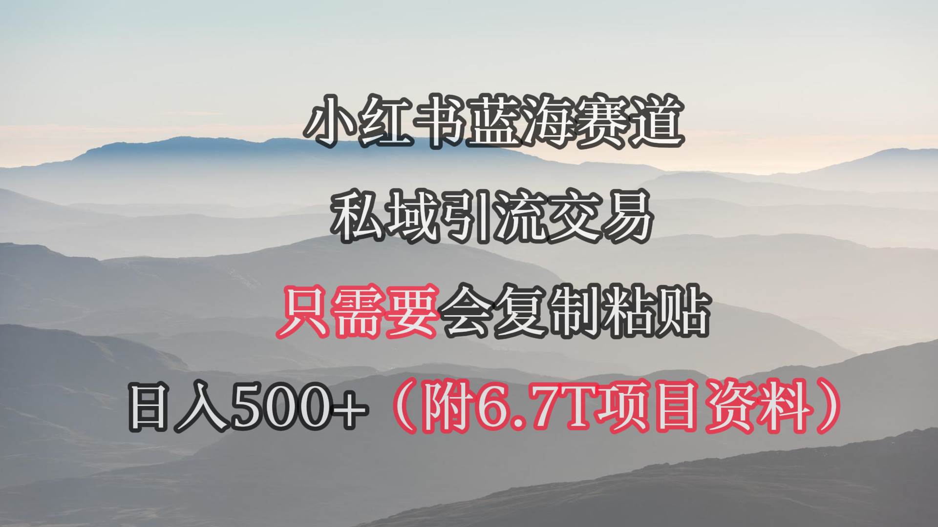 小红书短剧赛道，私域引流交易，会复制粘贴，日入500+（附6.7T短剧资源）-云舒网创