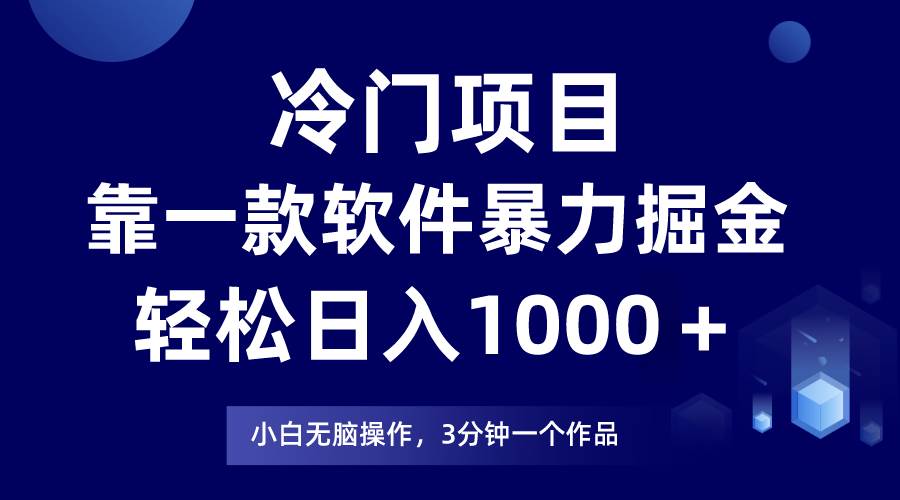 冷门项目，靠一款软件暴力掘金日入1000＋，小白轻松上手第二天见收益-云舒网创