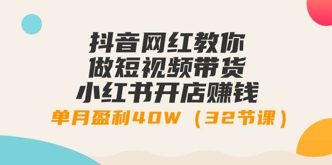 抖音网红教你做短视频带货+小红书开店赚钱，单月盈利40W（32节课）-云舒网创
