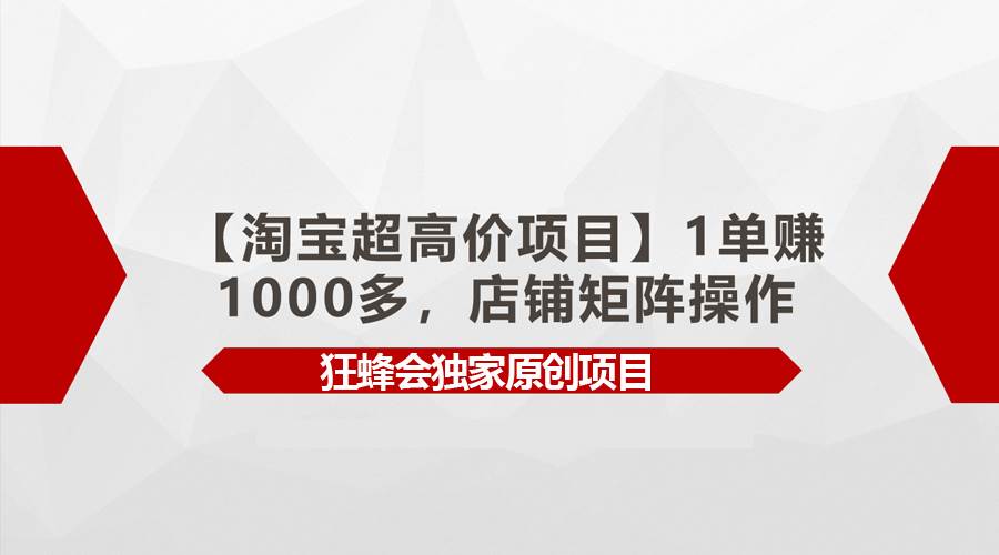 【淘宝超高价项目】1单赚1000多，店铺矩阵操作-云舒网创