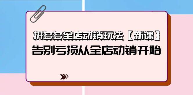 拼多多全店动销玩法【新课】，告别亏损从全店动销开始（4节视频课）-云舒网创