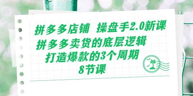 拼多多店铺 操盘手2.0新课，拼多多卖货的底层逻辑，打造爆款的3个周期-8节-云舒网创