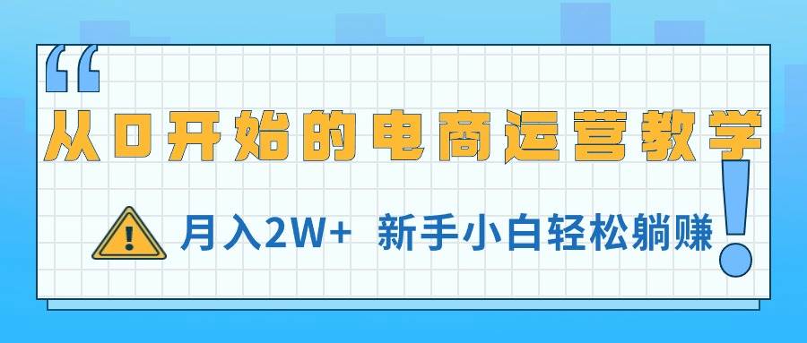从0开始的电商运营教学，月入2W+，新手小白轻松躺赚-云舒网创