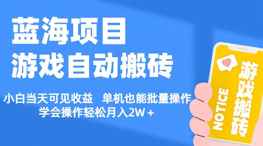 【蓝海项目】游戏自动搬砖 小白当天可见收益 单机也能批量操作 学会操…-云舒网创