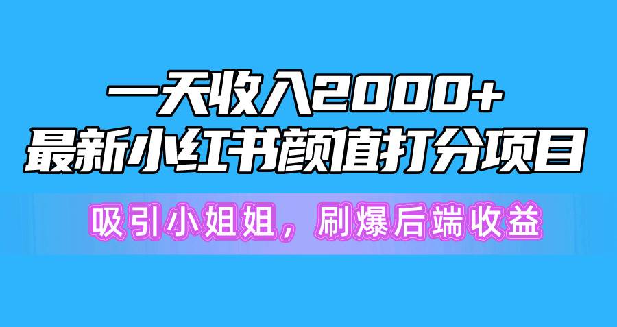 一天收入2000+，最新小红书颜值打分项目，吸引小姐姐，刷爆后端收益-云舒网创