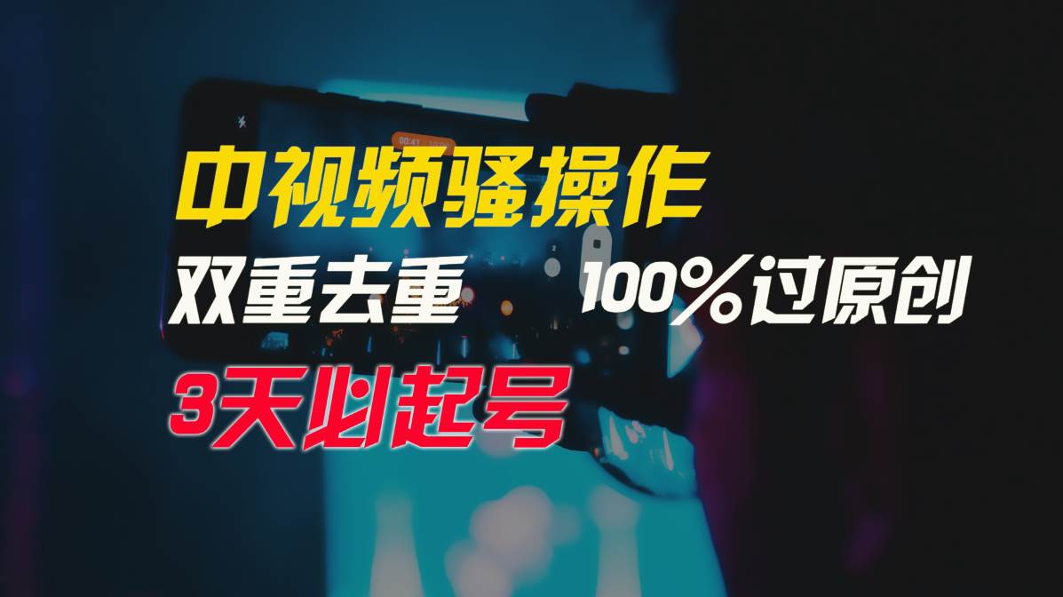 中视频骚操作，双重去重100%过原创，3天比必起号，简单无脑，月入3W+-云舒网创