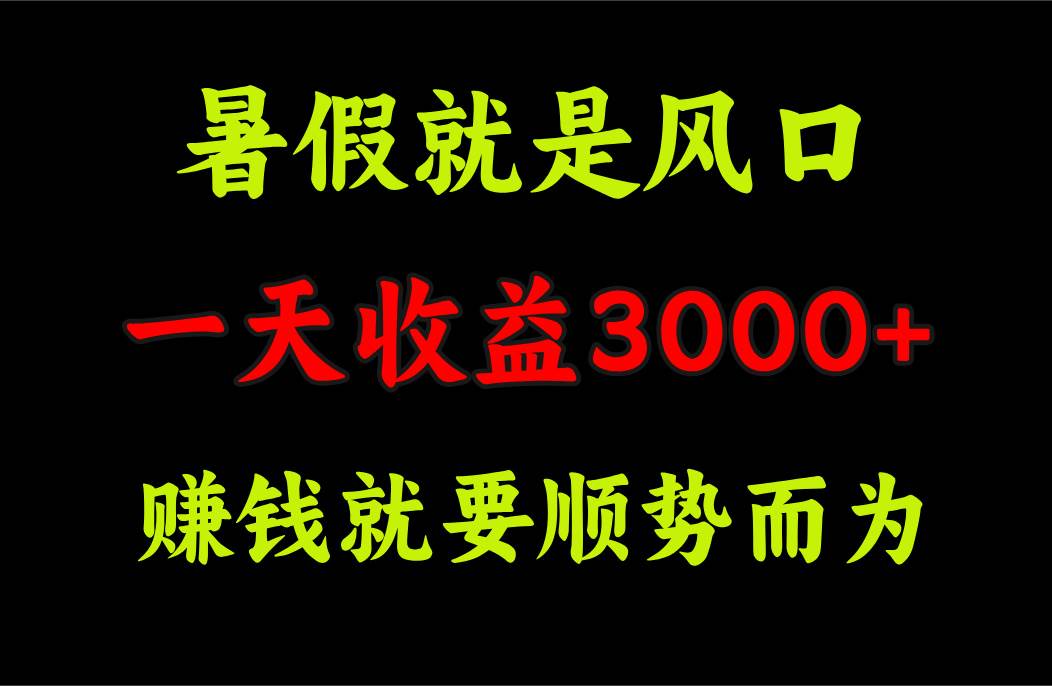 一天收益3000+ 赚钱就是顺势而为，暑假就是风口-云舒网创