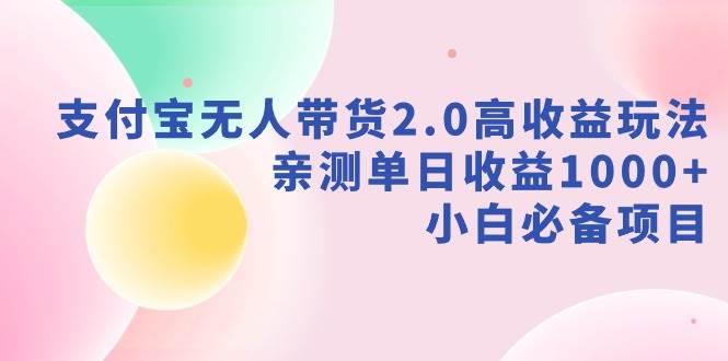 支付宝无人带货2.0高收益玩法，亲测单日收益1000+，小白必备项目-云舒网创