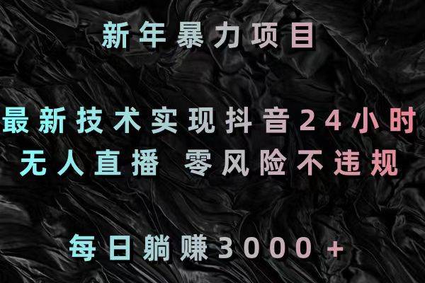 新年暴力项目，最新技术实现抖音24小时无人直播 零风险不违规 每日躺赚3000-云舒网创