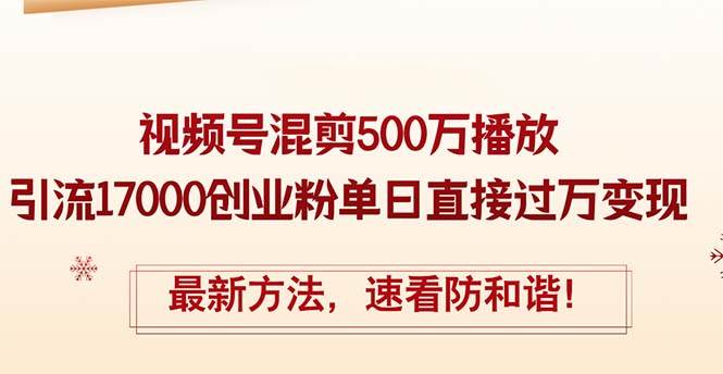 精华帖视频号混剪500万播放引流17000创业粉，单日直接过万变现，最新方…-云舒网创