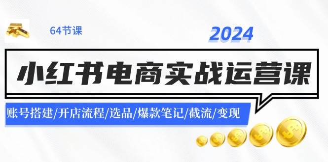 2024小红书电商实战运营课：账号搭建/开店流程/选品/爆款笔记/截流/变现-云舒网创