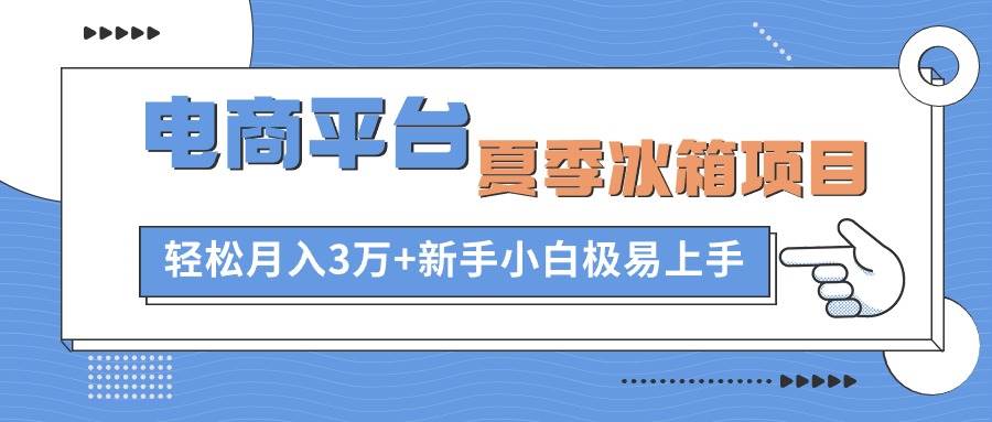电商平台夏季冰箱项目，轻松月入3万+，新手小白极易上手-云舒网创