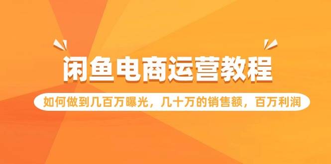 闲鱼电商运营教程：如何做到几百万曝光，几十万的销售额，百万利润-云舒网创