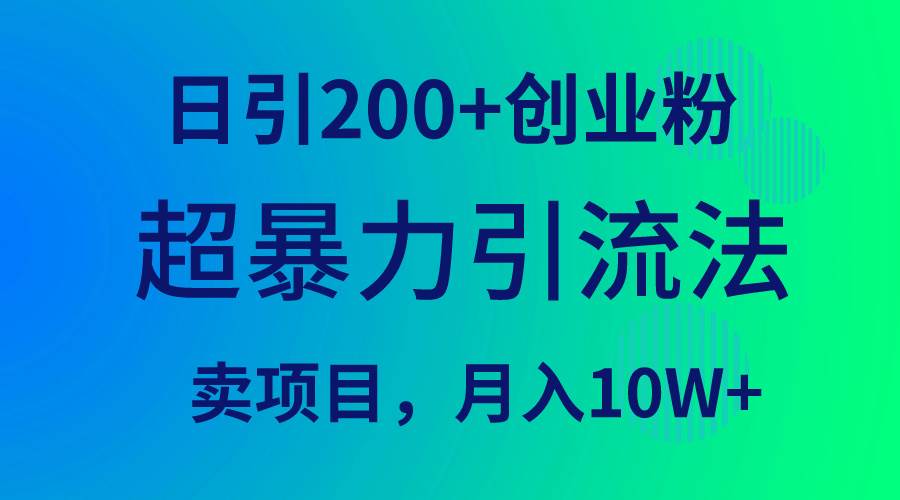 超暴力引流法，日引200+创业粉，卖项目月入10W+-云舒网创
