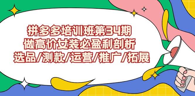 拼多多培训班第34期：做高价女装必盈利剖析  选品/测款/运营/推广/拓展-云舒网创