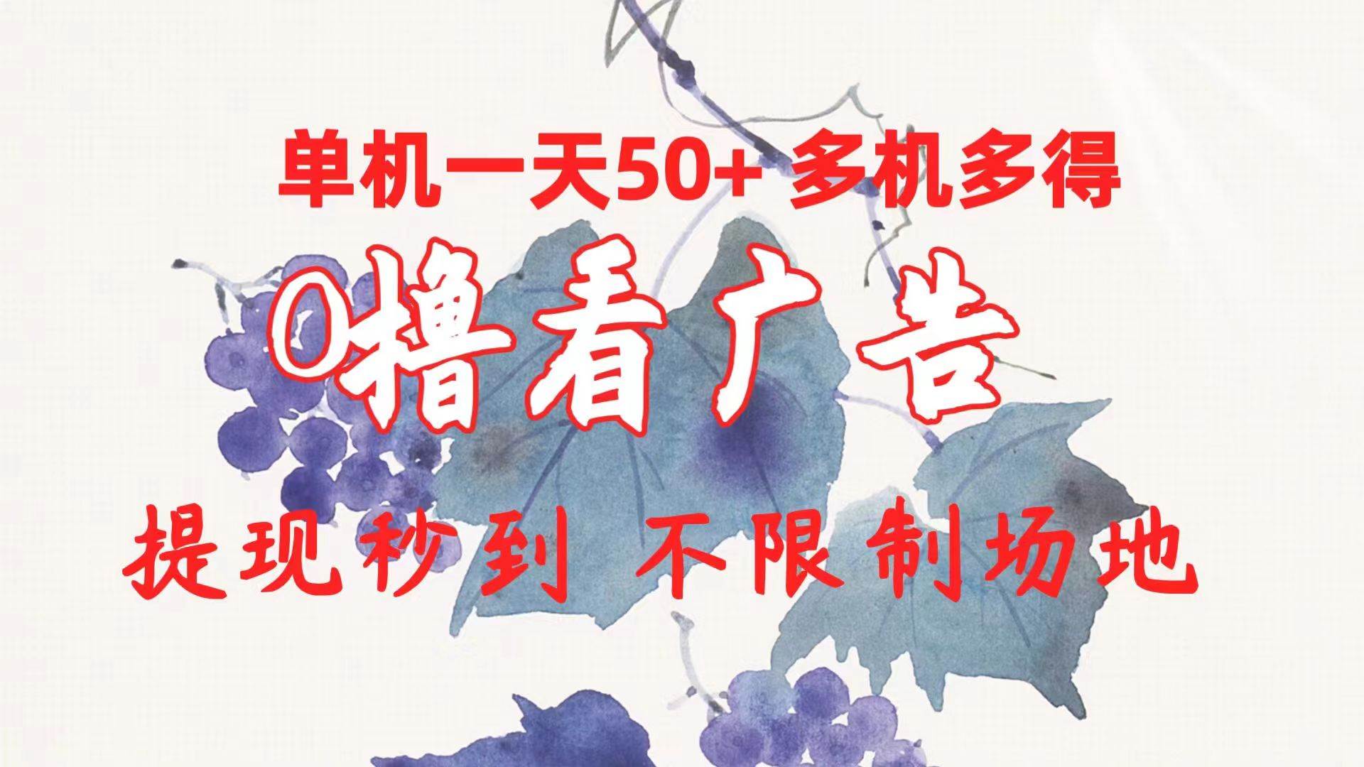 0撸看广告 单机一天50+多机多得 提现秒到 不限制场地操作-云舒网创