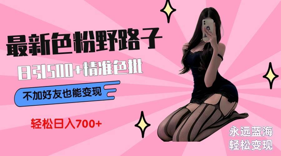 最新色粉变现野路子，日引500+老色批 可不加好友直接变现 小白轻松日入700+-云舒网创
