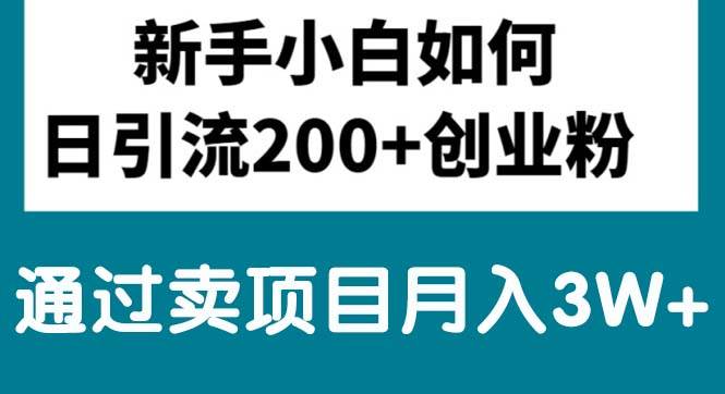 新手小白日引流200+创业粉,通过卖项目月入3W+-云舒网创