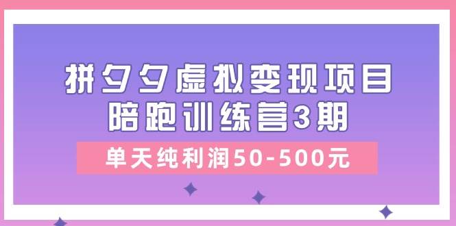 某收费培训《拼夕夕虚拟变现项目陪跑训练营3期》单天纯利润50-500元-云舒网创