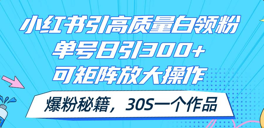 小红书引高质量白领粉，单号日引300+，可放大操作，爆粉秘籍！30s一个作品-云舒网创