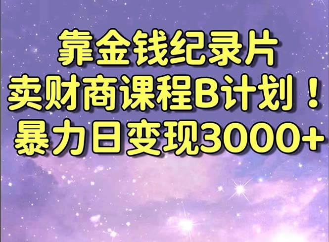 靠金钱纪录片卖财商课程B计划！暴力日变现3000+，喂饭式干货教程！-云舒网创