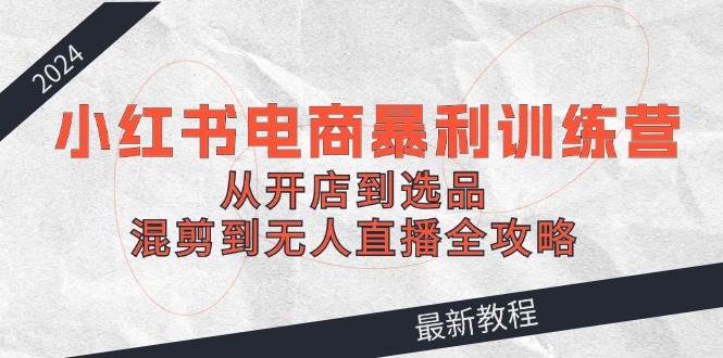 2024小红书电商暴利训练营：从开店到选品，混剪到无人直播全攻略-云舒网创