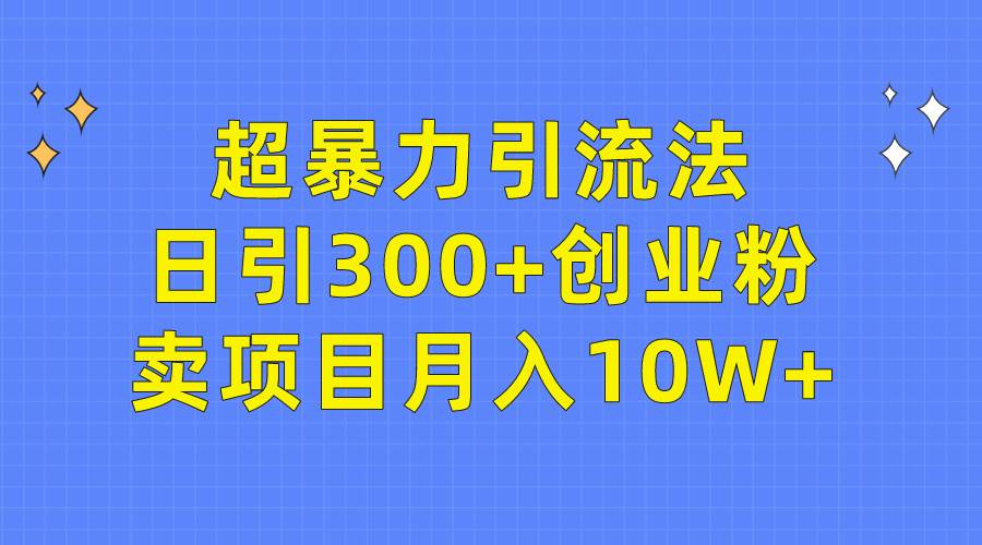 超暴力引流法，日引300+创业粉，卖项目月入10W+-云舒网创