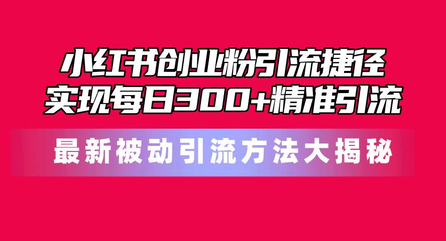 小红书创业粉引流捷径！最新被动引流方法大揭秘，实现每日300+精准引流-云舒网创