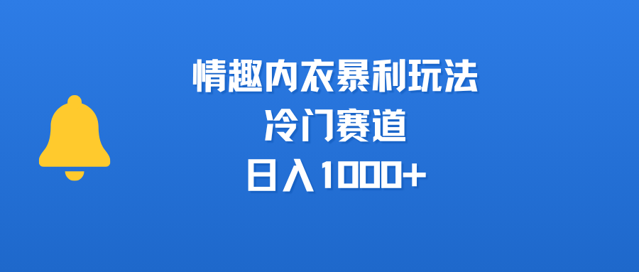 情趣内衣暴利玩法，冷门赛道，日入1000+-云舒网创