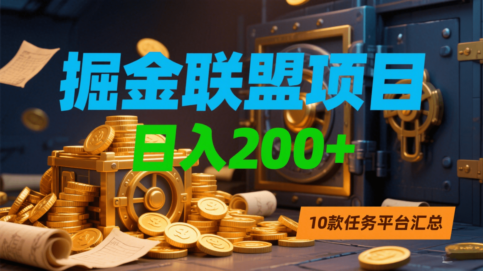 掘金联盟项目，日入200+，10款任务平台汇总-云舒网创