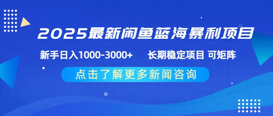 2025最新闲鱼蓝海暴利项目 ，新手日入1000-3000+ 长期稳定项目 可矩阵-云舒网创
