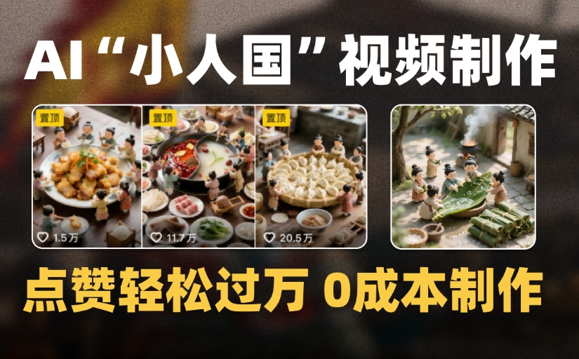 爆款1000W+微缩景观迷你小人国AI视频，0成本制作全流程教学-云舒网创