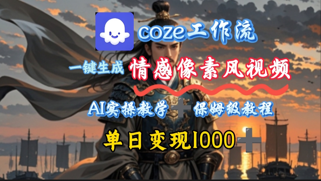 用coze工作流一键生成情感像素风视频，几分钟一条，单日变现500+-云舒网创
